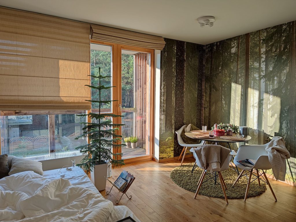 vintage winter scene christmas peel and stick wallpaper
